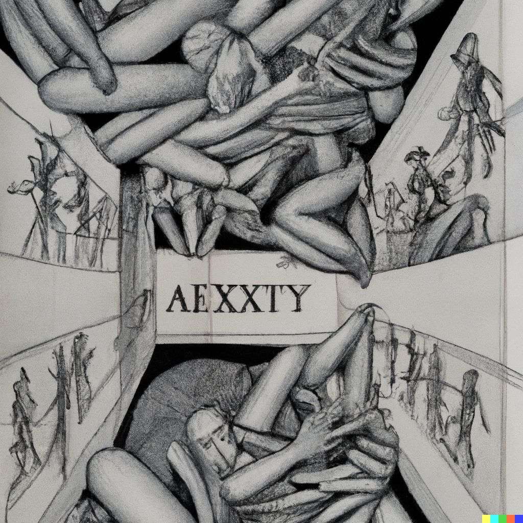 a representation of anxiety, lithography by Escher